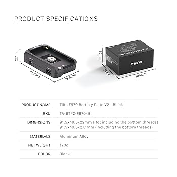 Amazon.com: Tilta F970 Battery Plate V2 - Black | Universal